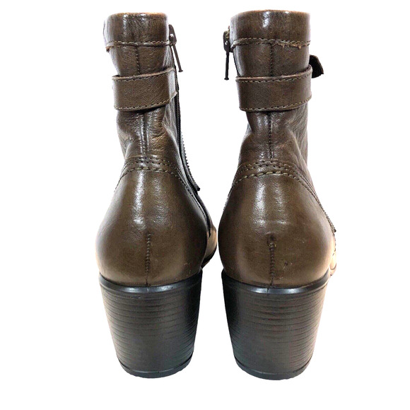 ECCO Touch 55B Ankle Boots Womens 40 US 9-9.5 Brown Leather Heeled Comfort - Picture 6 of 10